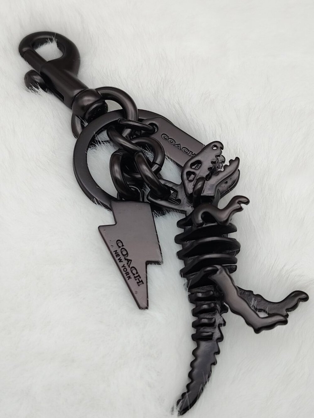 Coach Black Rexy Skeleton Bag Charm Keychain Coach Bag Accessories - Picture 2 of 9